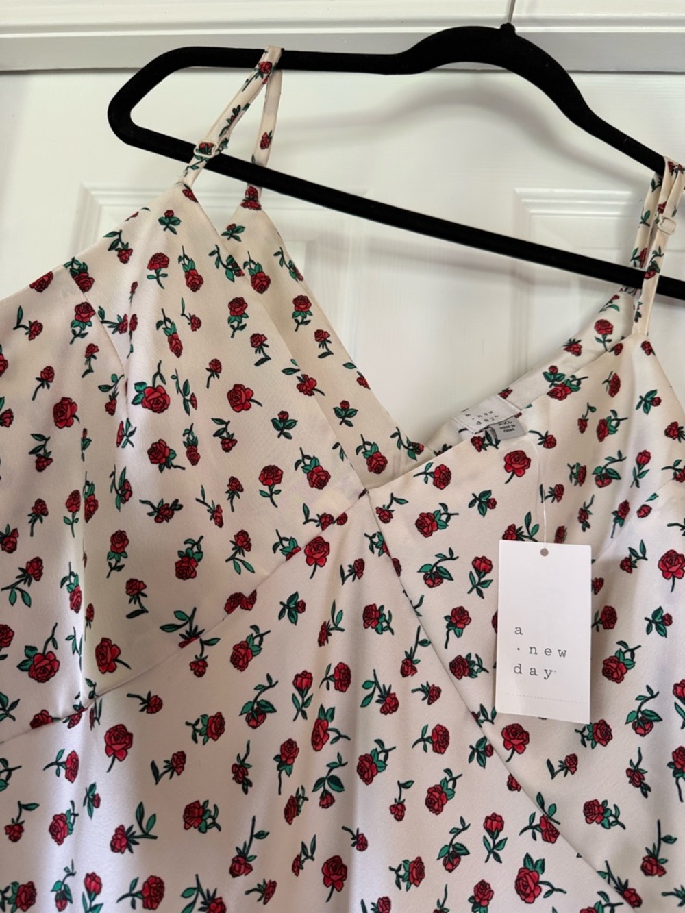 a new day Cream Slip Midi Dress with Red Rose Print - Picture 4 of 7